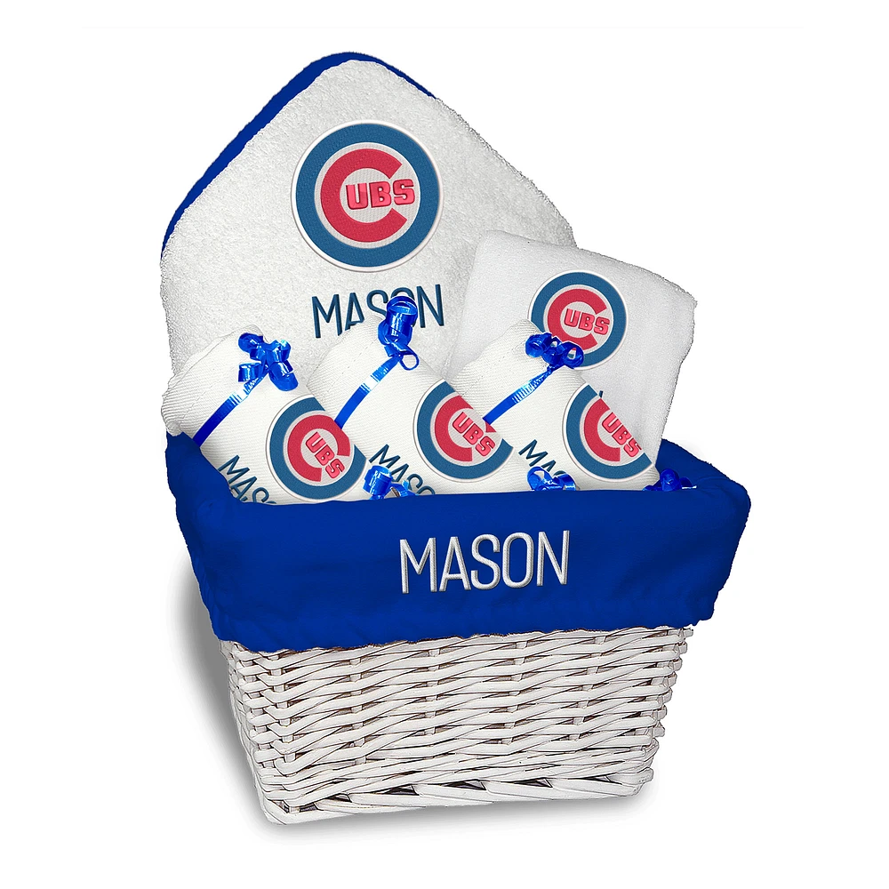 Newborn & Infant White Chicago Cubs Personalized Medium Gift Basket