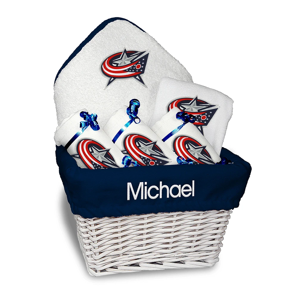 Newborn & Infant White Columbus Blue Jackets Personalized Medium Gift Basket