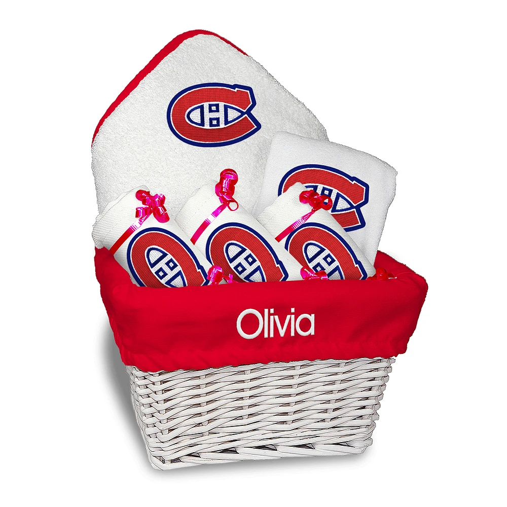 Newborn & Infant White Montreal Canadiens Personalized Medium Gift Basket