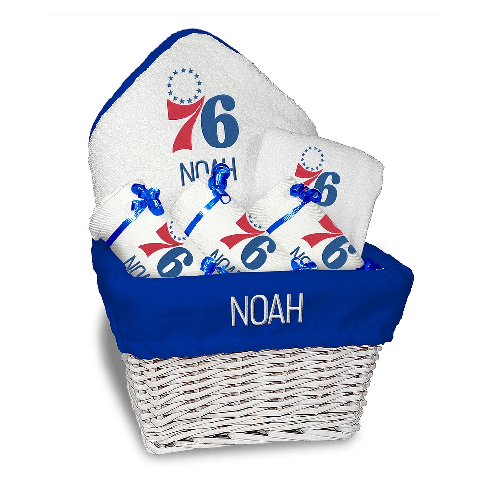 Newborn & Infant White Philadelphia 76ers Personalized Medium Gift Basket