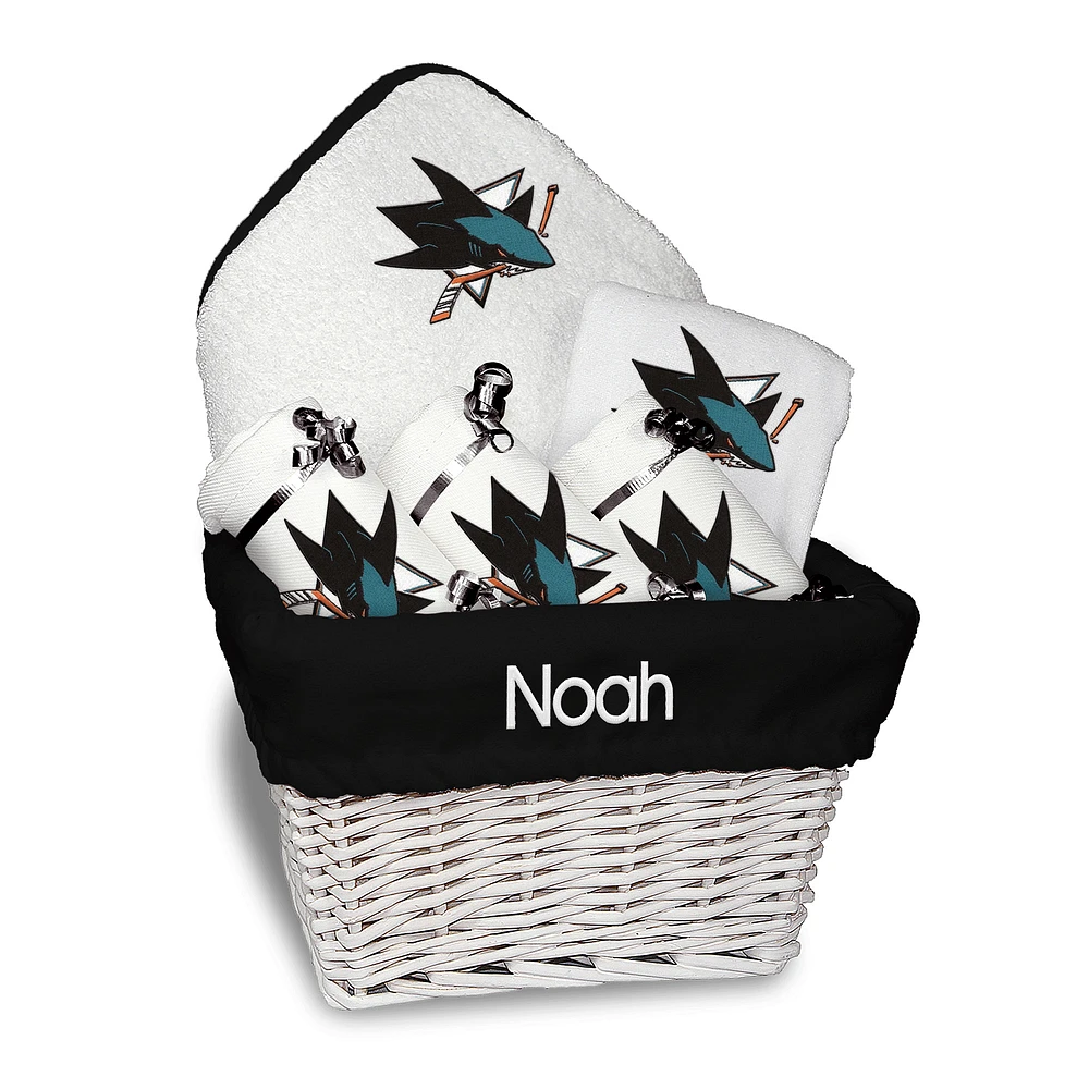 Newborn & Infant White San Jose Sharks Personalized Medium Gift Basket