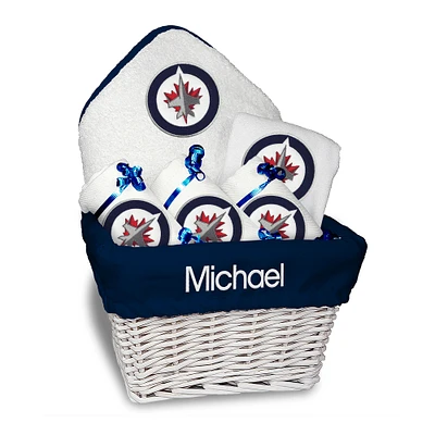 Newborn & Infant White Winnipeg Jets Personalized Medium Gift Basket