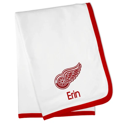 White Detroit Red Wings Personalized Baby Blanket