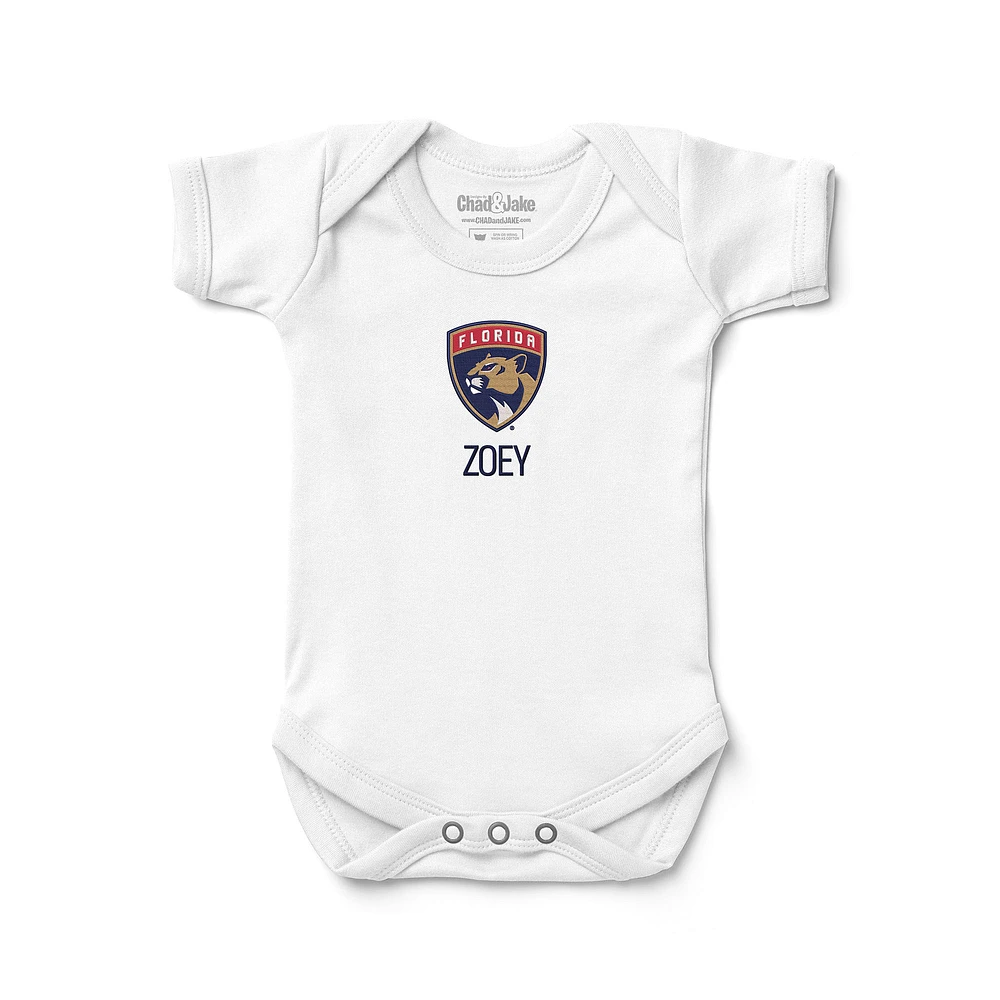 Infant White Florida Panthers Personalized Bodysuit