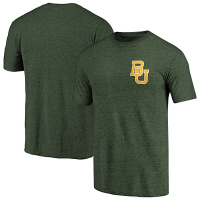 Men's Green Baylor Bears Left Chest Distressed Logo Tri-Blend T-Shirt