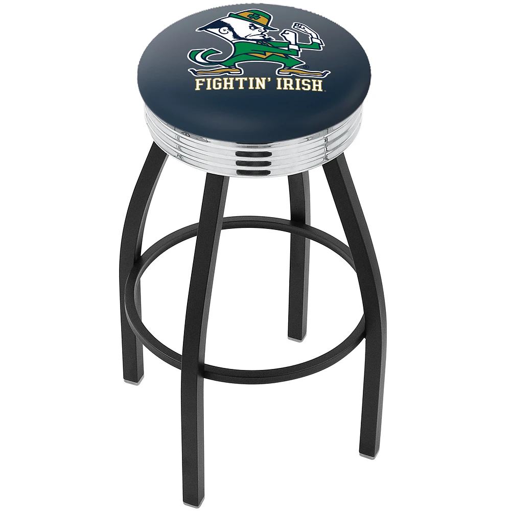 Notre Dame Fighting Irish 25" Black Wrinkle Swivel Bar Stool with Chrome Ribbing