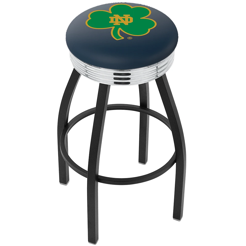 Notre Dame Fighting Irish 25" Team Black Wrinkle Swivel Bar Stool with Chrome Ribbing