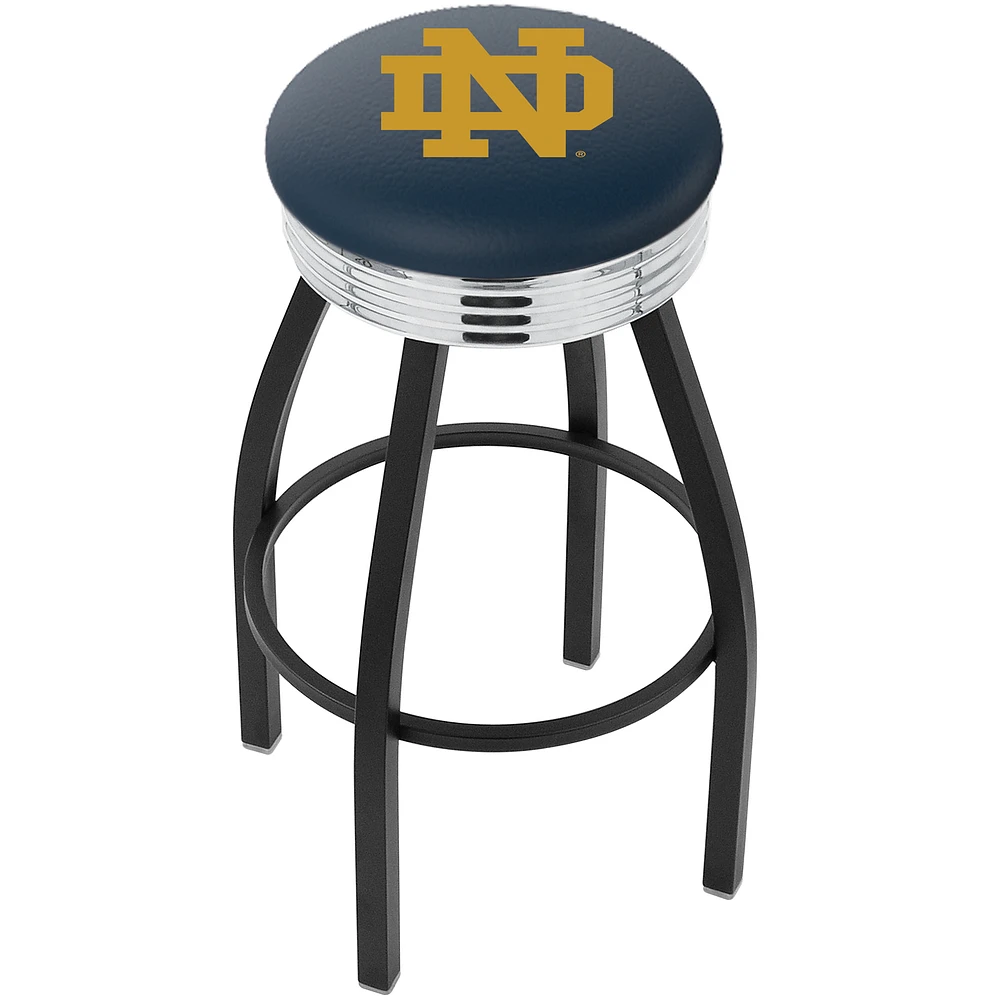 Notre Dame Fighting Irish 30" Alternate Black Wrinkle Swivel Bar Stool with Chrome Ribbed Ring