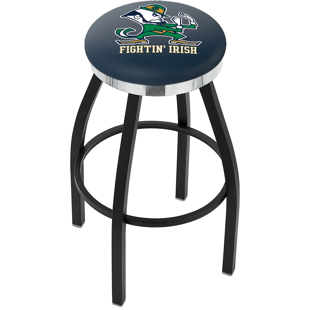 Notre Dame Fighting Irish 30" Team Black Wrinkle Swivel Bar Stool with Chrome Accent Ring
