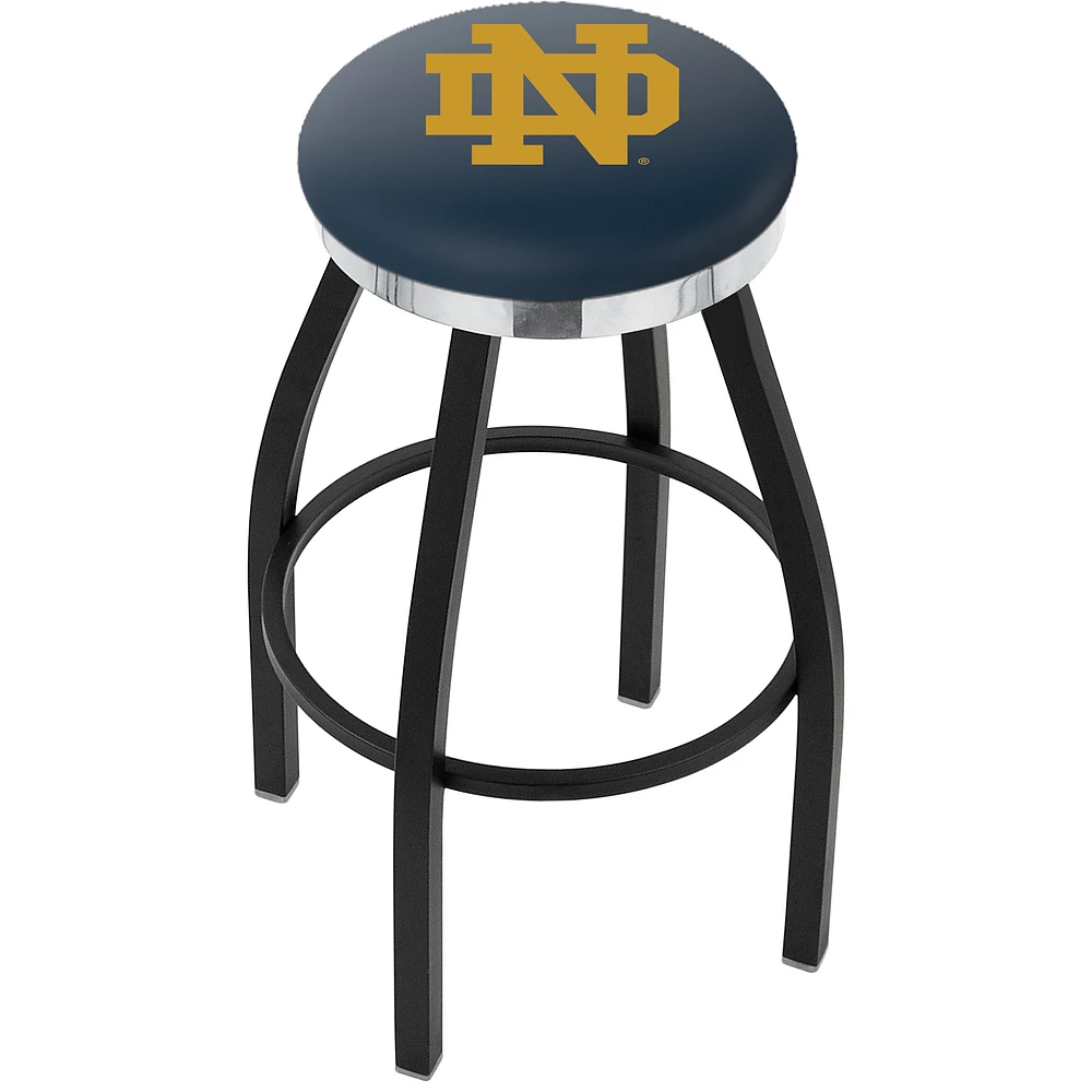 Notre Dame Fighting Irish 30" Alternate Black Wrinkle Swivel Bar Stool with Chrome Accent Ring