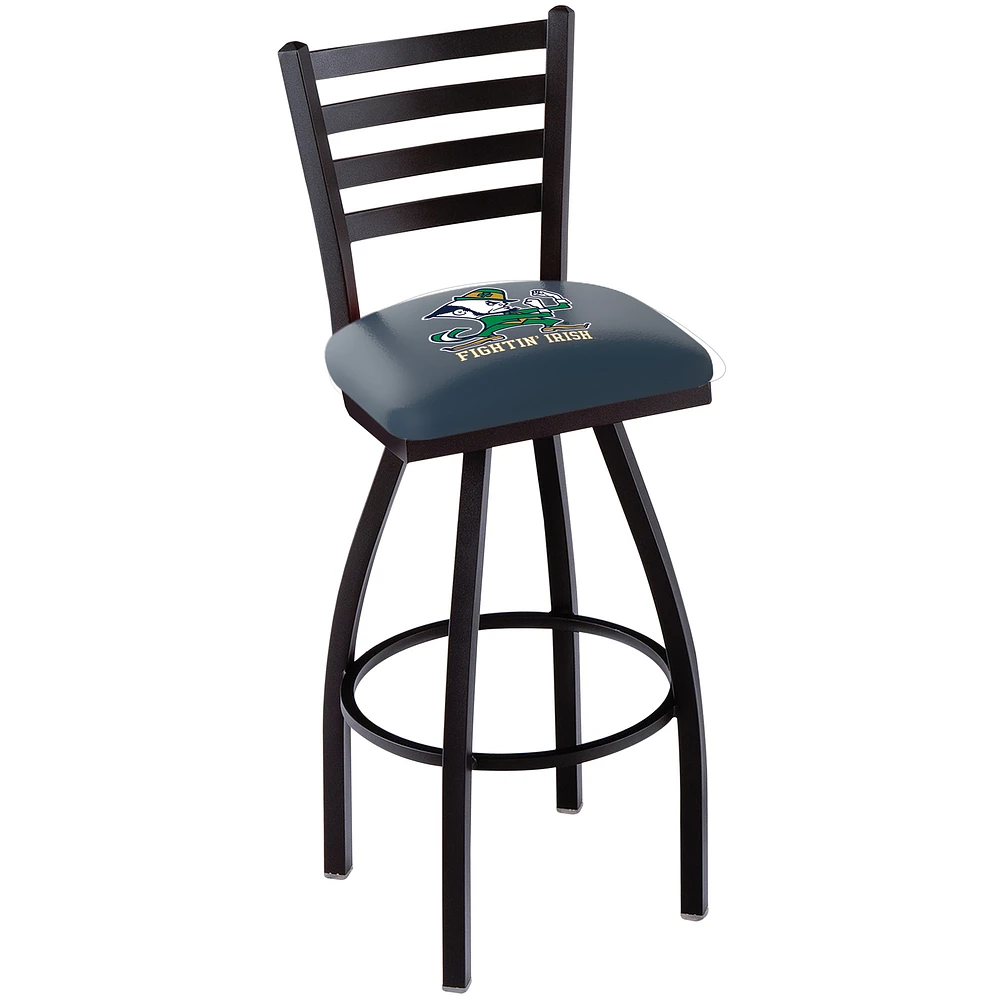 Notre Dame Fighting Irish 30" Black Team Wrinkle Swivel Bar Stool with Ladder Style Back