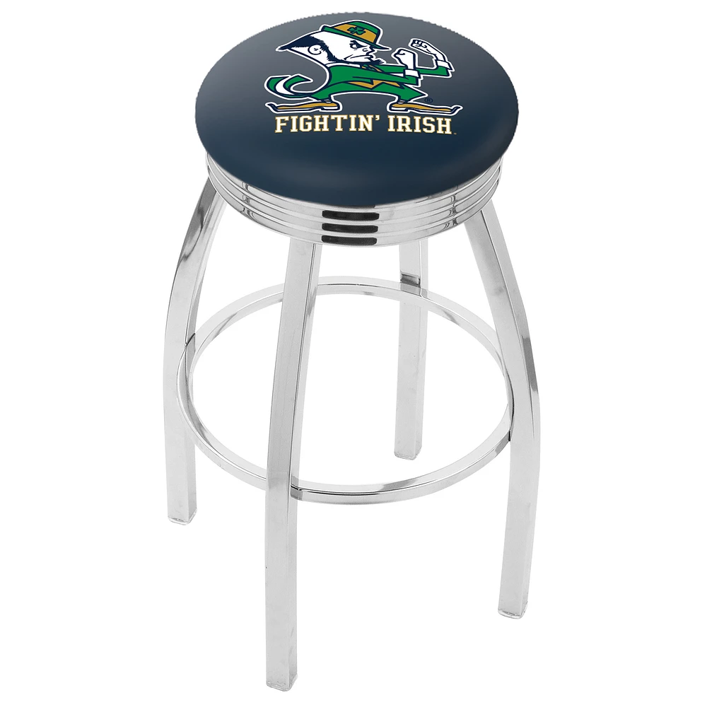 Notre Dame Fighting Irish 25" Alternate Chrome Swivel Bar Stool with 2.5" Ribbed Accent Ring