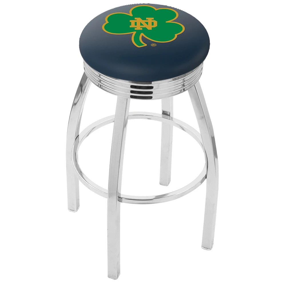 Notre Dame Fighting Irish 25" Chrome Swivel Bar Stool with 2.5" Ribbed Accent Ring