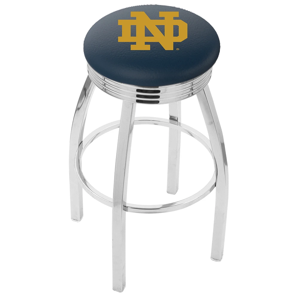 Notre Dame Fighting Irish 30" Team Chrome Swivel Bar Stool with 2.5" Ribbed Accent Ring
