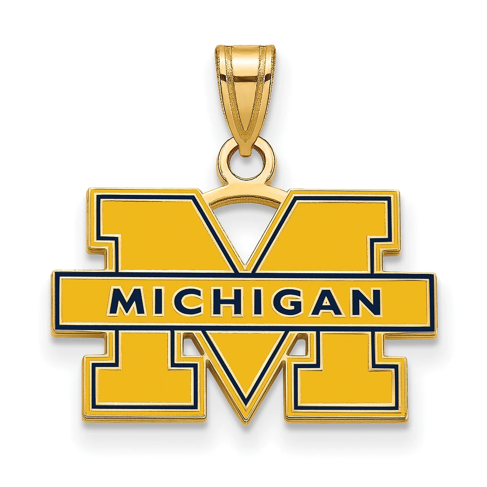 Women's Michigan Wolverines Gold Plated Small Enamel Pendant