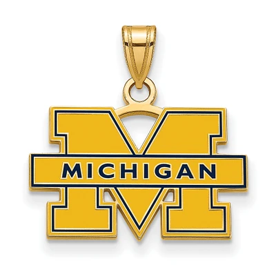 Women's Michigan Wolverines Gold Plated Small Enamel Pendant