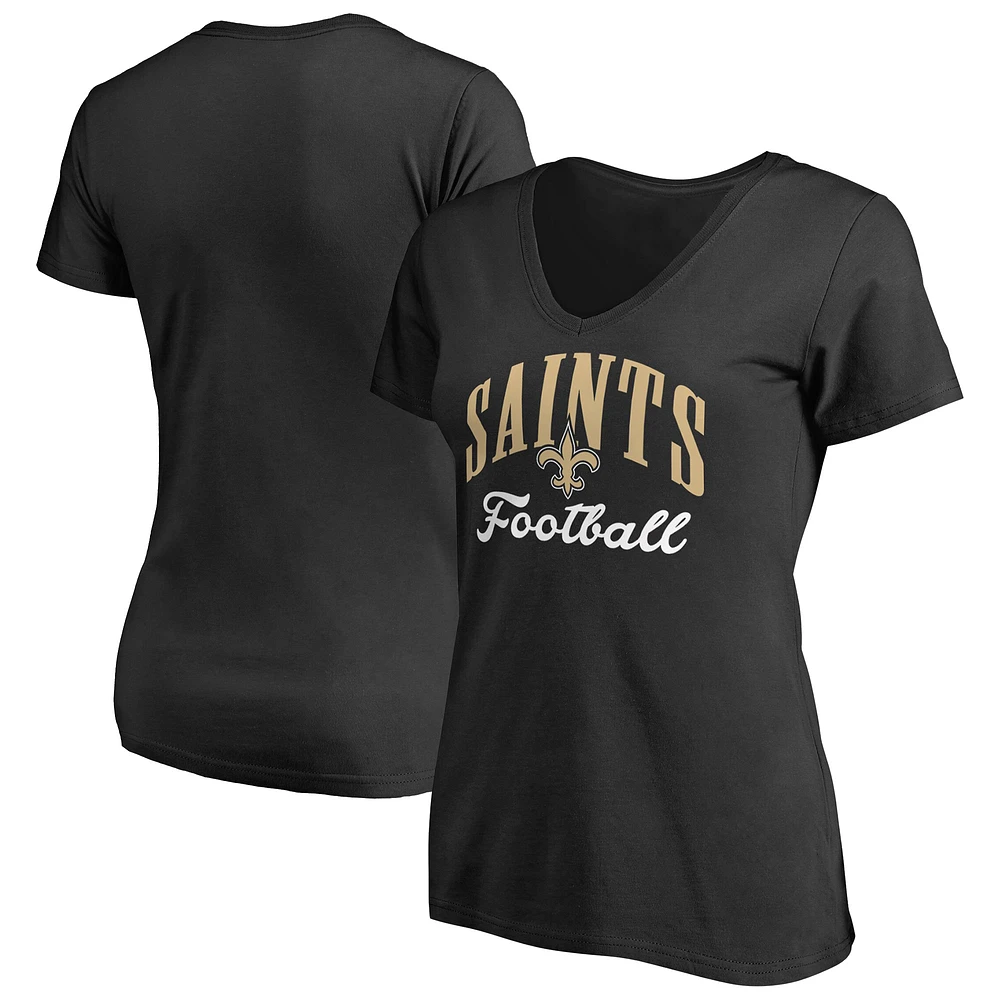 Women's Black New Orleans Saints Victory Script V-Neck T-Shirt