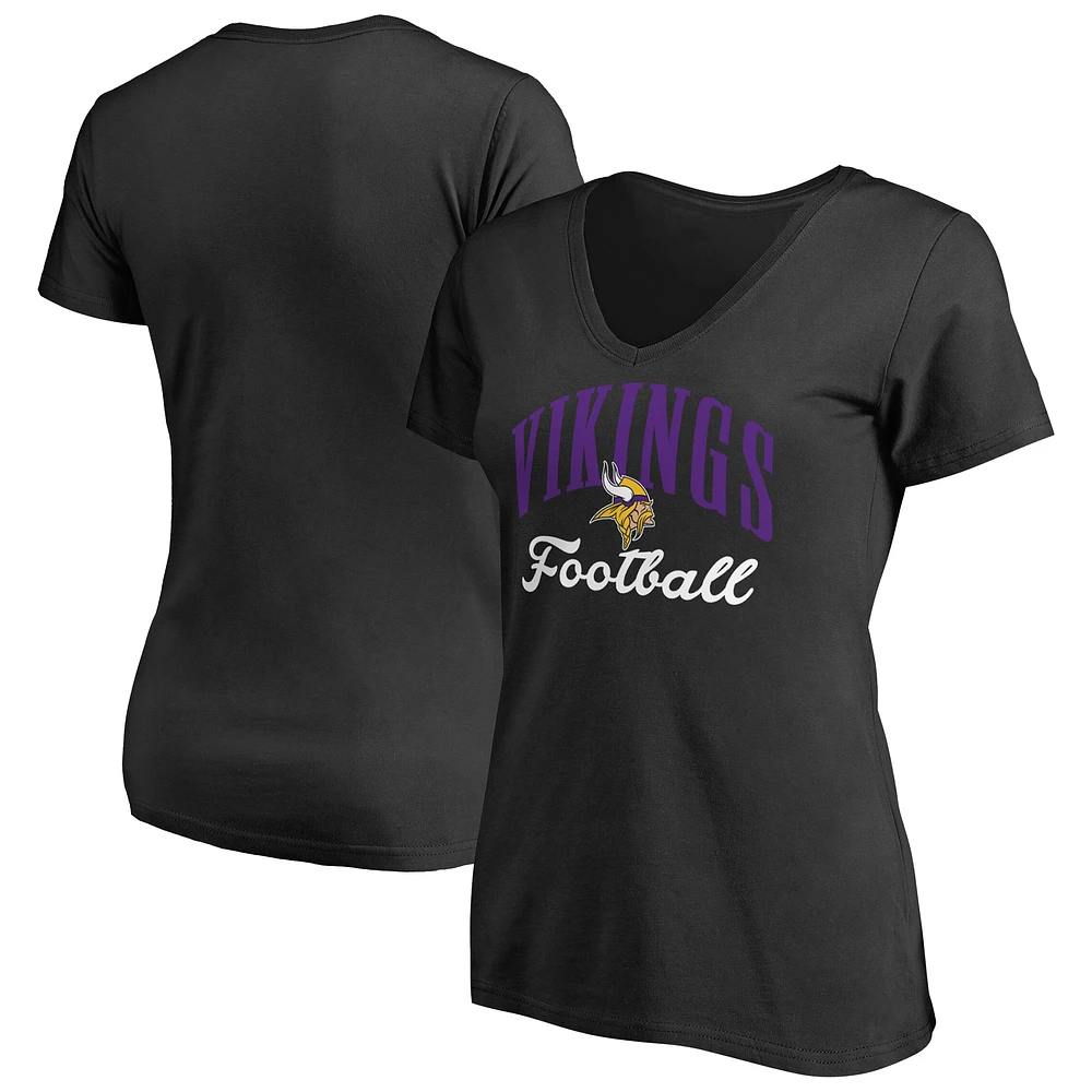 Women's Black Minnesota Vikings Victory Script V-Neck T-Shirt