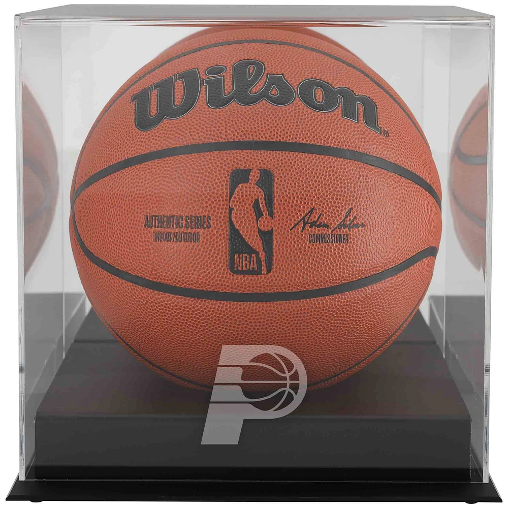 Indiana Pacers Black Base Team Logo Basketball Display Case with Mirrored Back