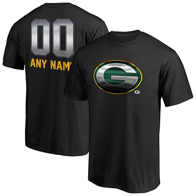 Men's Black Green Bay Packers Personalized Midnight Mascot T-Shirt