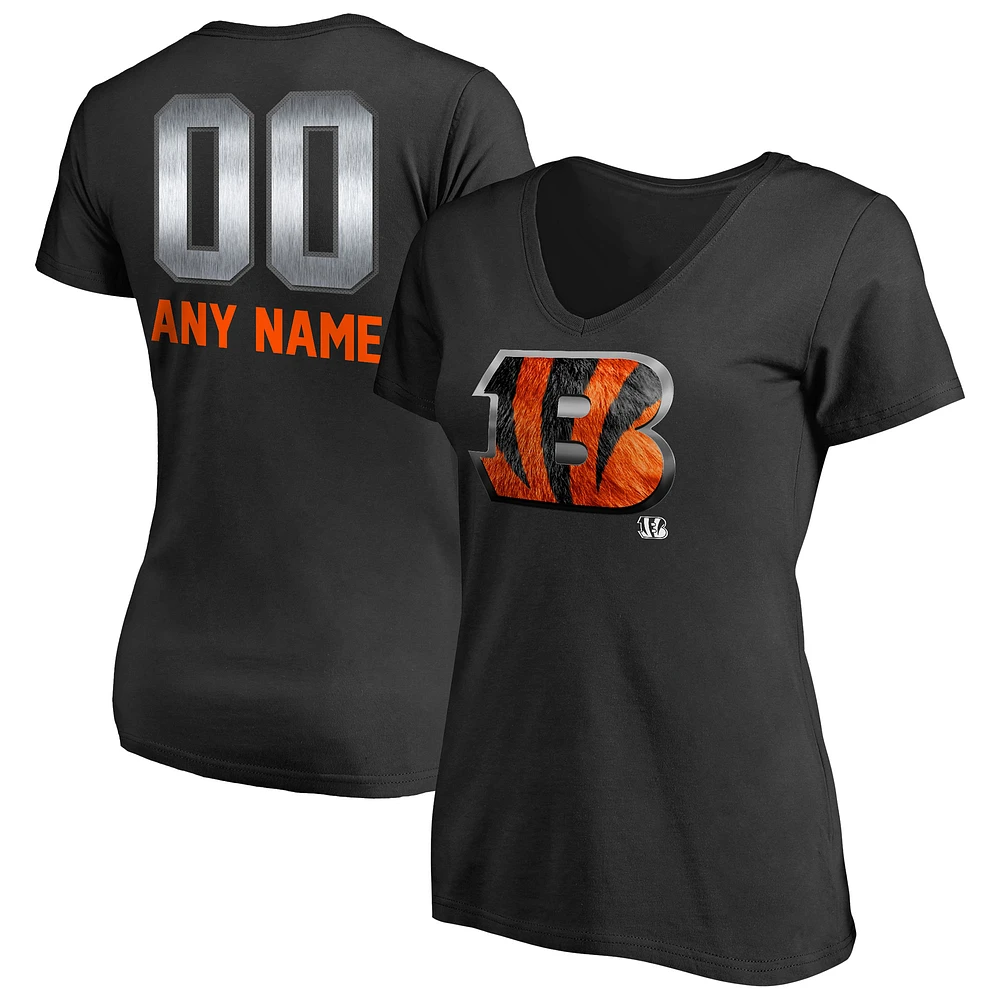Women's Black Cincinnati Bengals Personalized Midnight Mascot T-Shirt