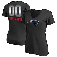 Women's Black New England Patriots Personalized Midnight Mascot T-Shirt