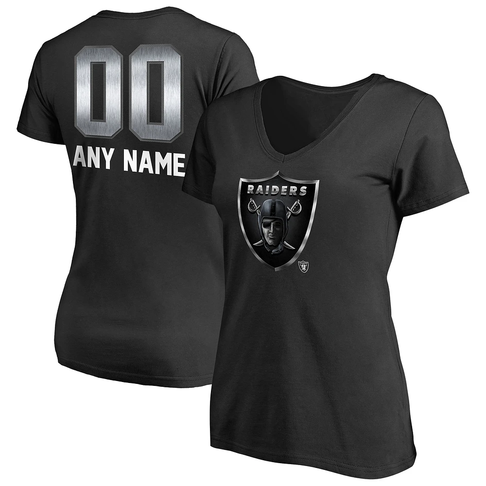 Women's Black Las Vegas Raiders Personalized Midnight Mascot T-Shirt