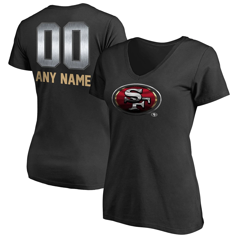 Women's Black San Francisco 49ers Personalized Midnight Mascot T-Shirt