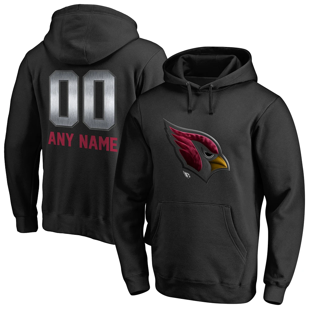 Men's Black Arizona Cardinals Personalized Midnight Mascot Pullover Hoodie