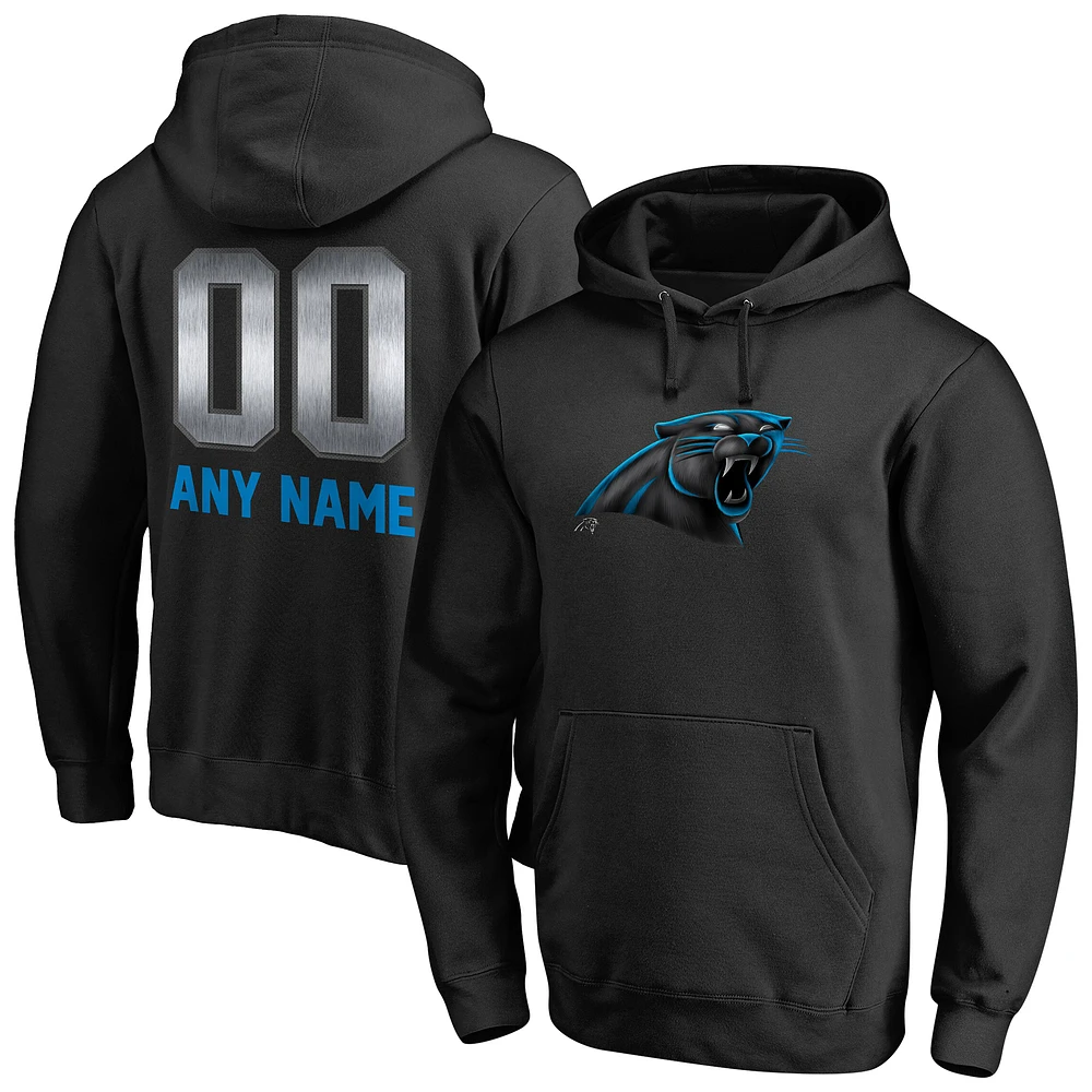 Men's Black Carolina Panthers Personalized Midnight Mascot Pullover Hoodie