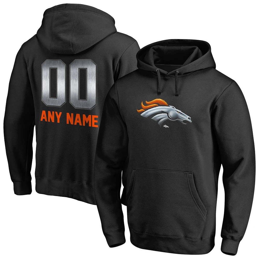 Men's Black Denver Broncos Personalized Midnight Mascot Pullover Hoodie