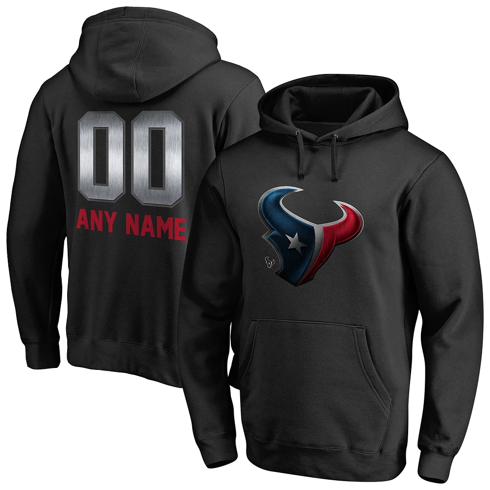 Men's Black Houston Texans Personalized Midnight Mascot Pullover Hoodie