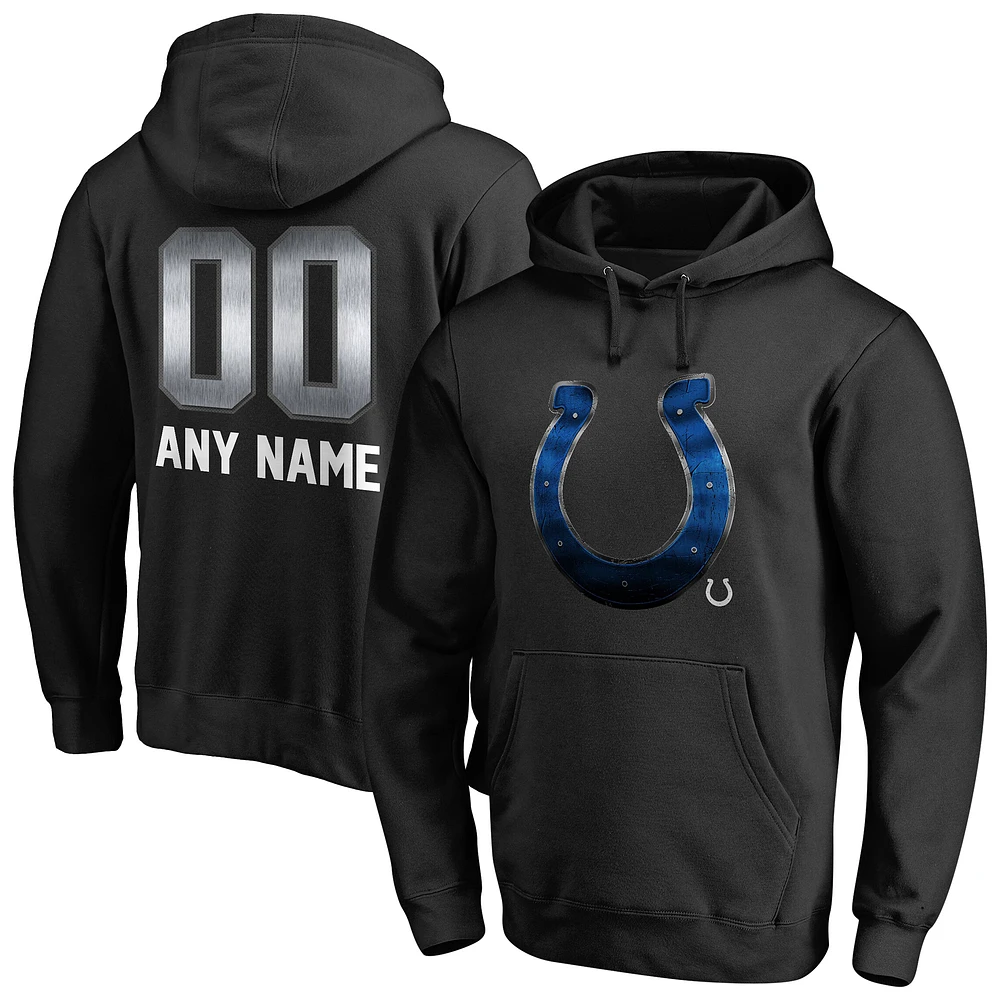 Men's Black Indianapolis Colts Personalized Midnight Mascot Pullover Hoodie