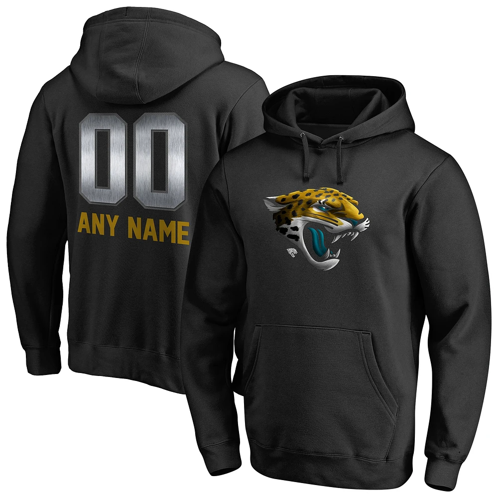 Men's Black Jacksonville Jaguars Personalized Midnight Mascot Pullover Hoodie