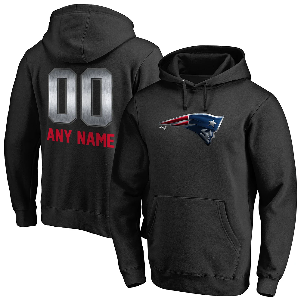 Men's Black New England Patriots Personalized Midnight Mascot Pullover Hoodie