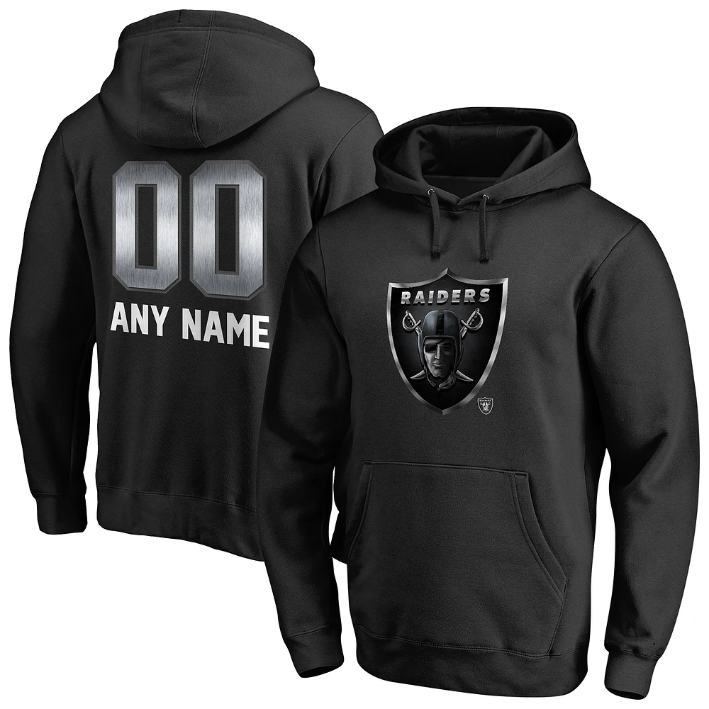 Men's Black Las Vegas Raiders Personalized Midnight Mascot Pullover Hoodie