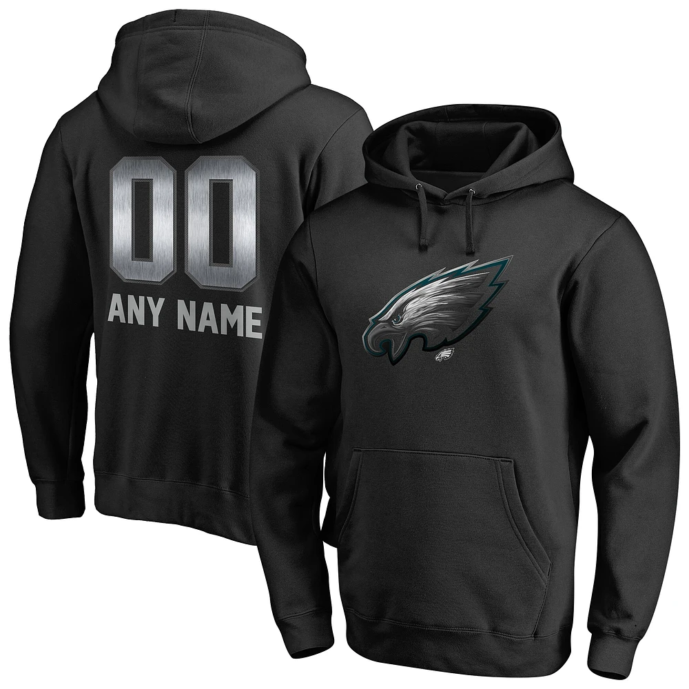 Men's Black Philadelphia Eagles Personalized Midnight Mascot Pullover Hoodie