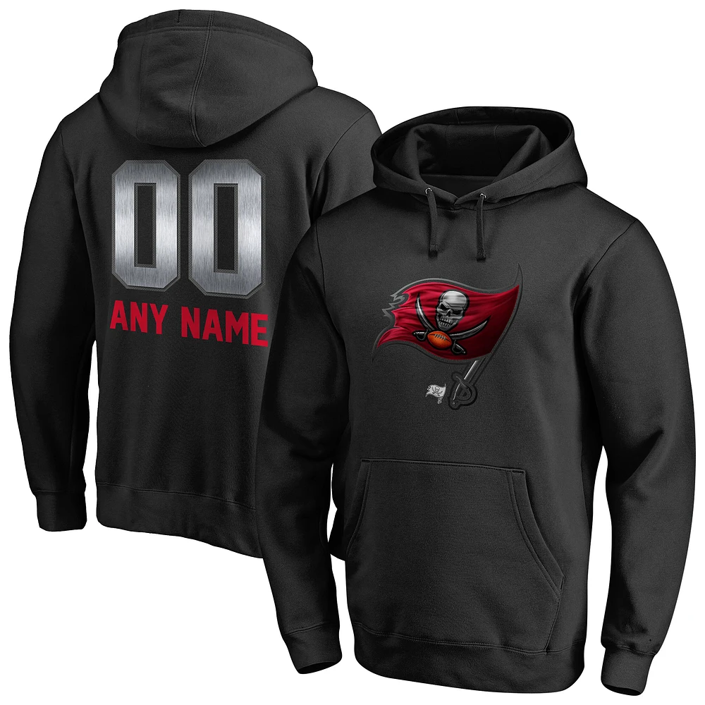 Men's Black Tampa Bay Buccaneers Personalized Midnight Mascot Pullover Hoodie