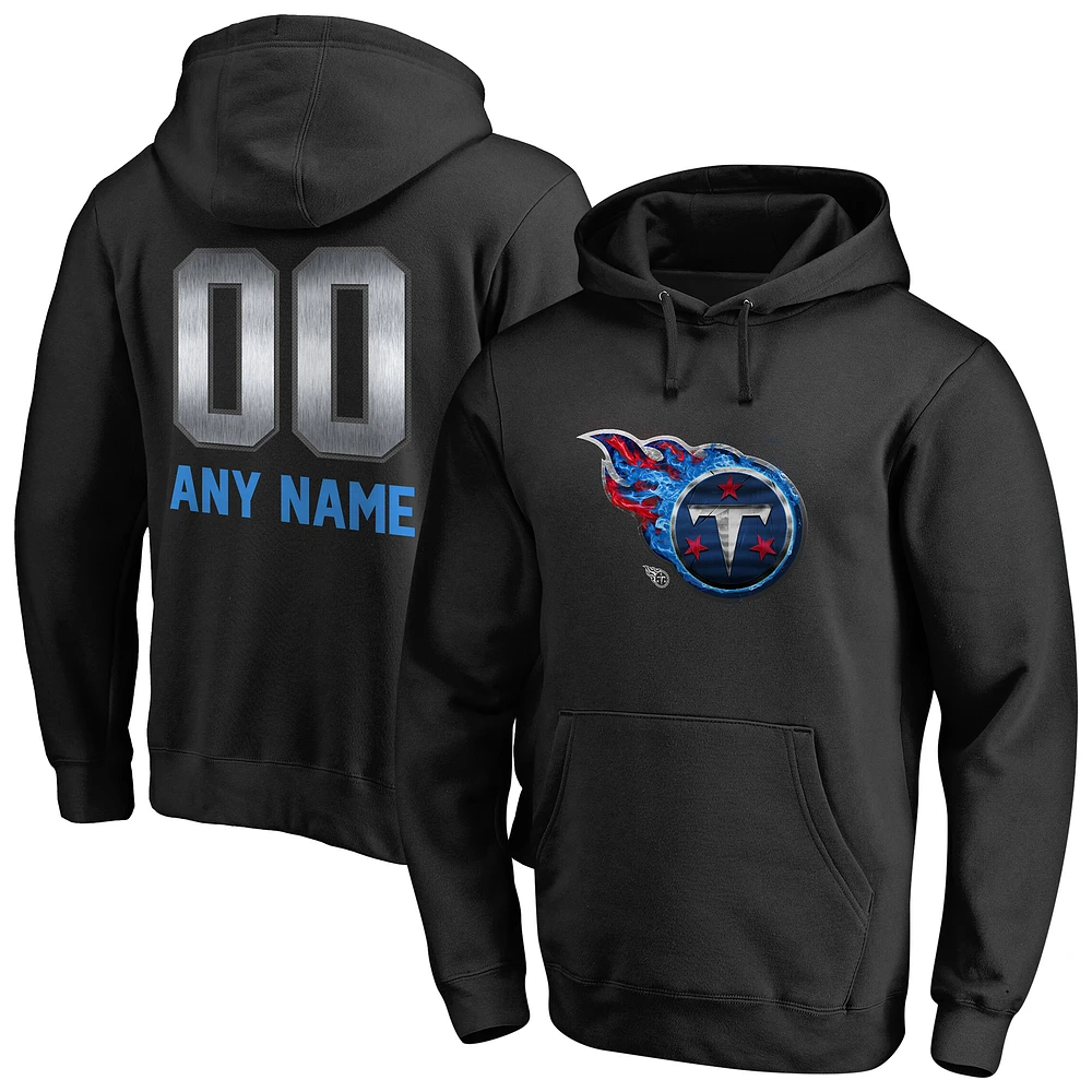 Men's Black Tennessee Titans Personalized Midnight Mascot Pullover Hoodie