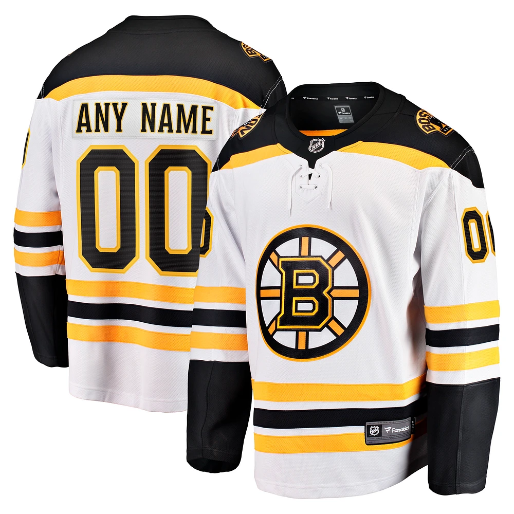 Men's Fanatics White Boston Bruins Away Breakaway Custom Jersey