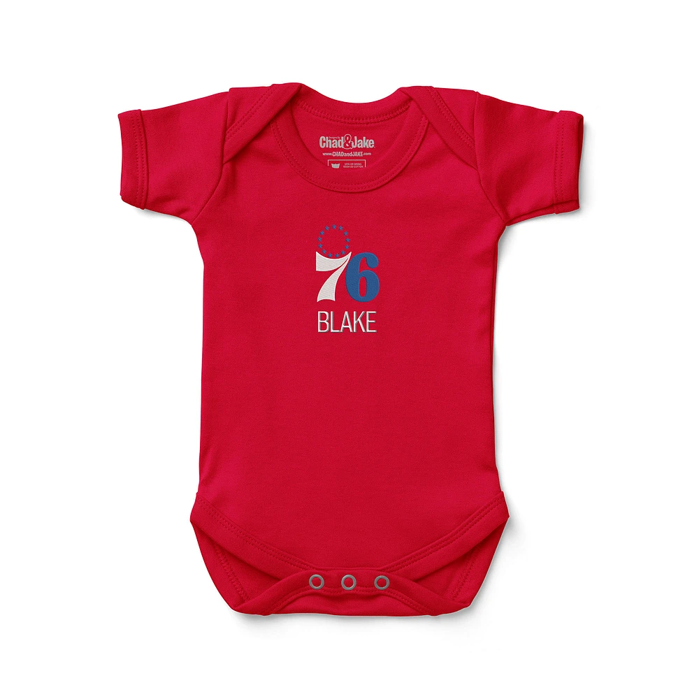 Infant Red Philadelphia 76ers Personalized Bodysuit