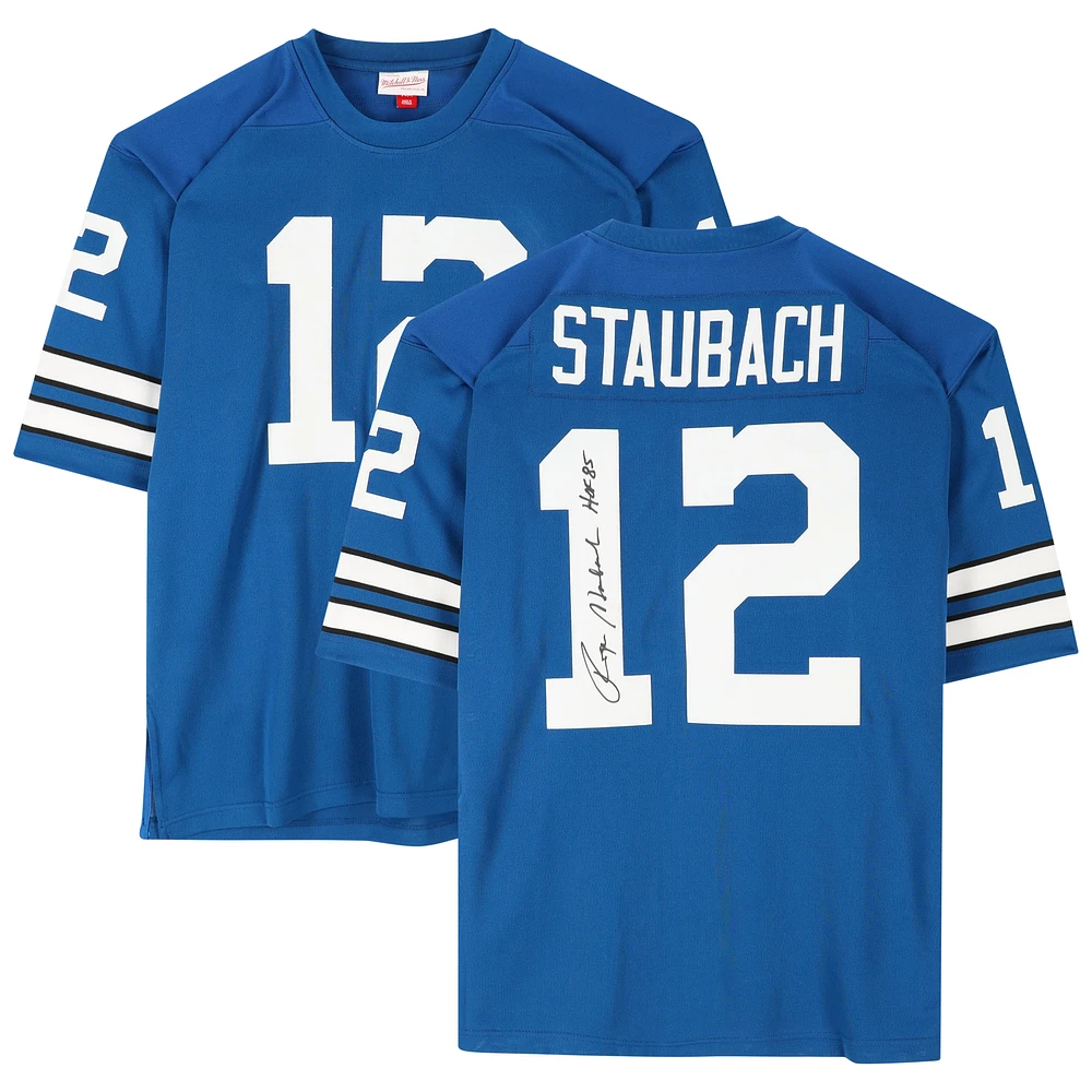 Roger Staubach Dallas Cowboys Autographed Blue Authentic Mitchell & Ness Jersey with "HOF 85" Inscription