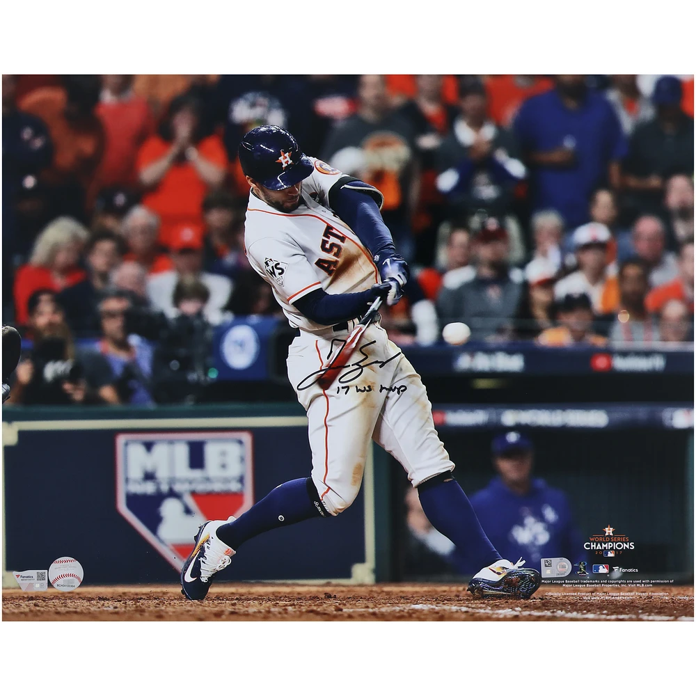George Springer Houston Astros 2017 MLB World Series Champions Autographed 16" x 20" Photograph with 2017 WS MVP Inscription