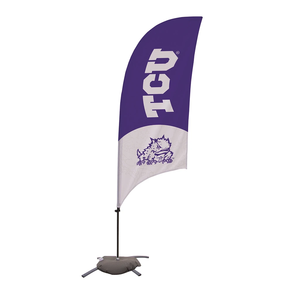 TCU Horned Frogs 7.5' Two-Tone Razor Feather Stake Flag with Base