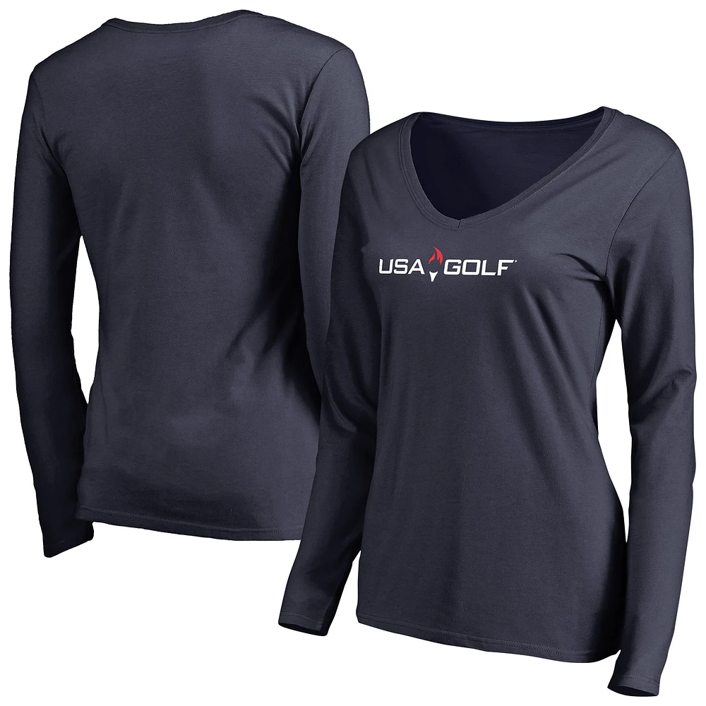 Women's Navy USA Golf Primary Logo Long Sleeve T-Shirt