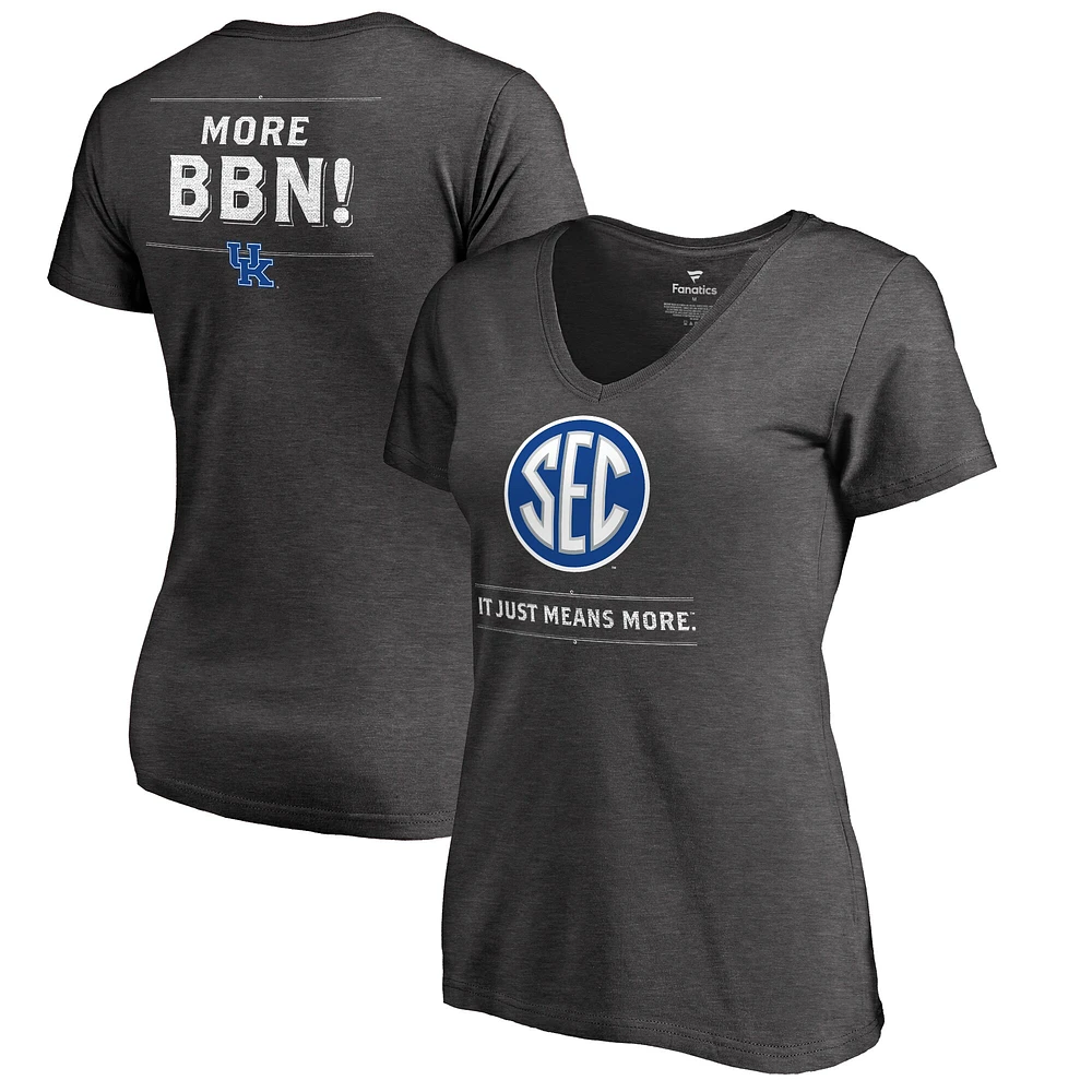 Women's Ash Kentucky Wildcats SEC Means More Slim Fit V-Neck T-Shirt