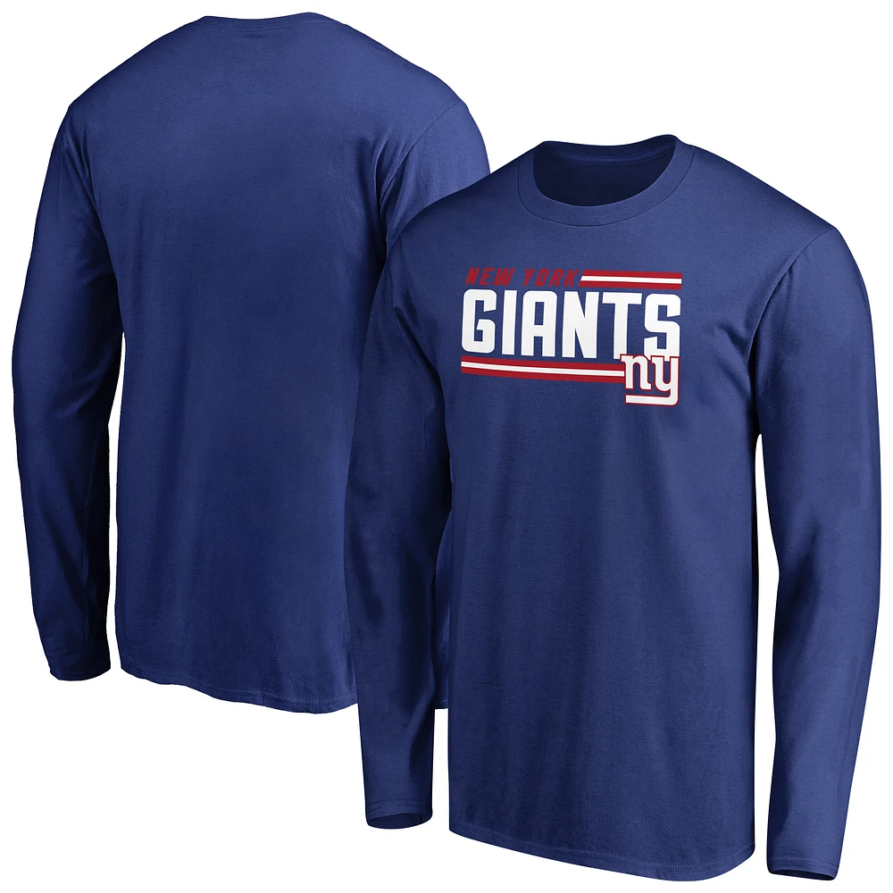 Men's Royal New York Giants Iconic Collection On Side Stripe Long Sleeve T-Shirt