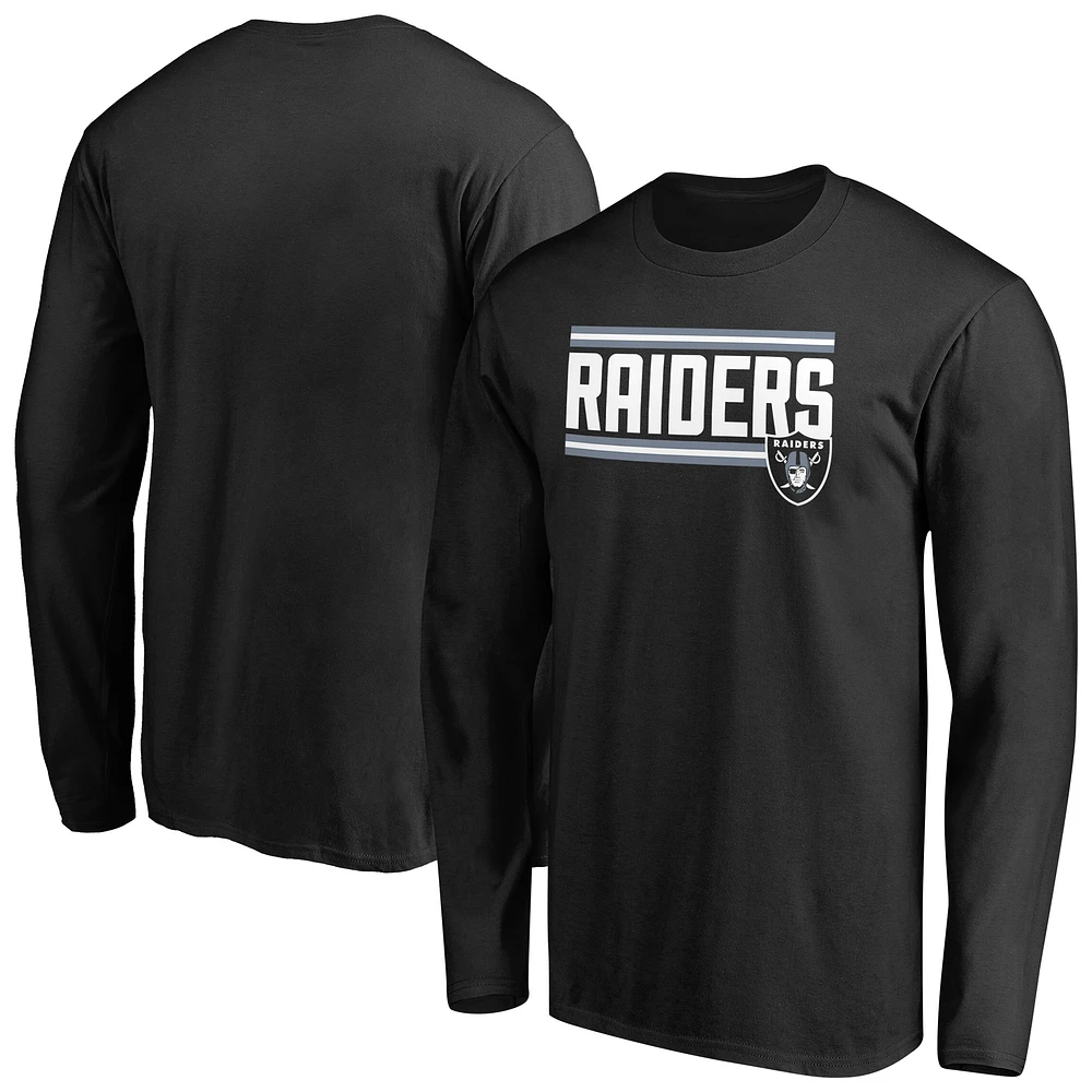 Men's Black Las Vegas Raiders Iconic Collection On Side Stripe Long Sleeve T-Shirt