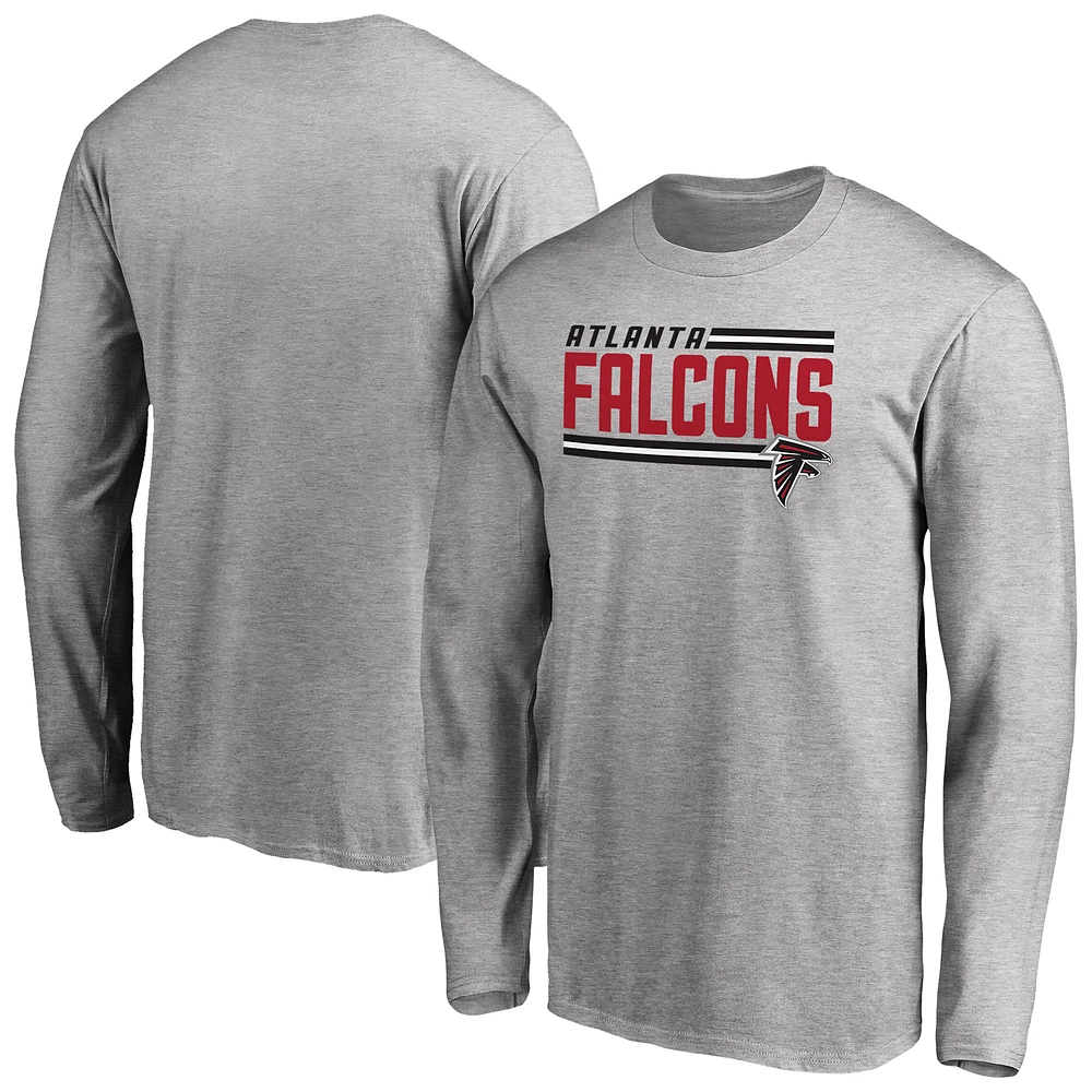 Men's Ash Atlanta Falcons Iconic Collection On Side Stripe Long Sleeve T-Shirt