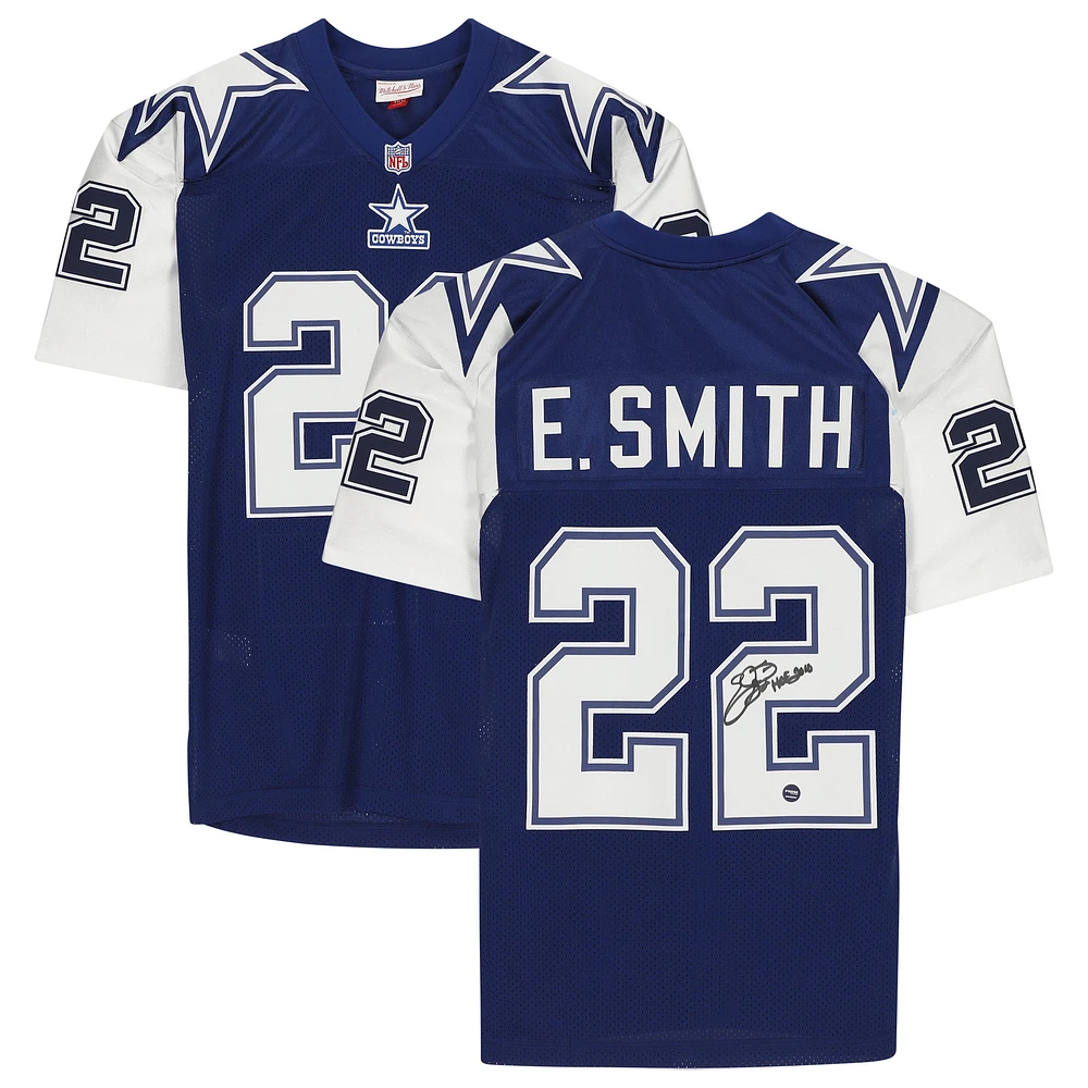 Emmitt Smith Dallas Cowboys Autographed Navy Mitchell & Ness Authentic 1995 Throwback Jersey with "HOF 2010" Inscription